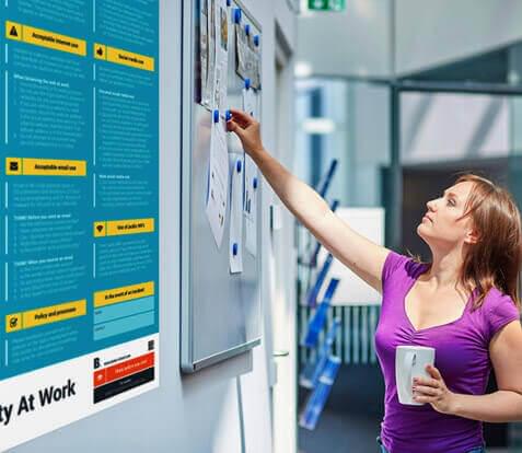 Cyber Safety At Work poster in use